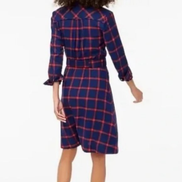 NWT Womens J. Crew Plaid Flannel Fall Shirt Long Sleeve Dress Size 12 - Picture 3 of 5